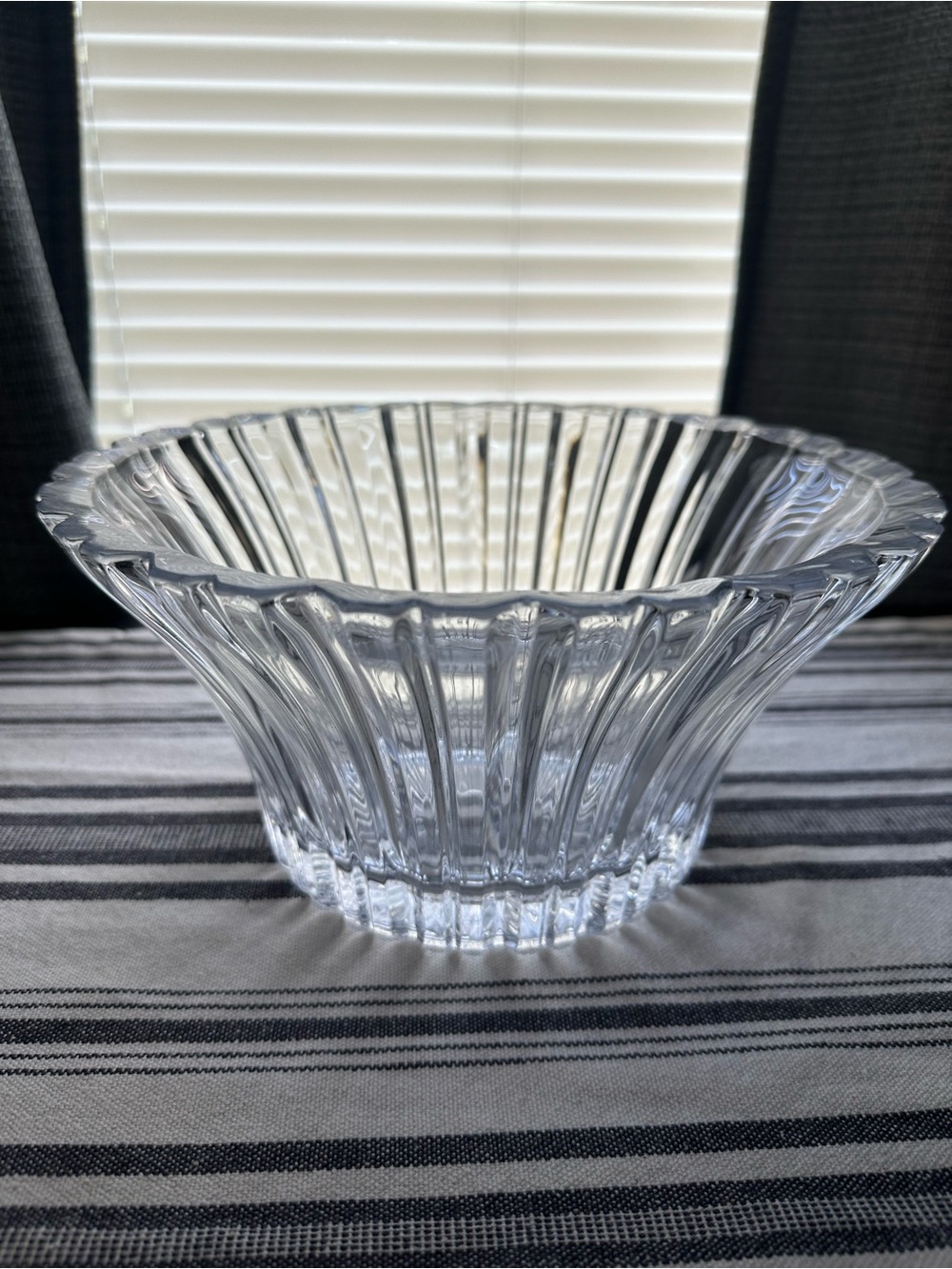 Clear Ribbed Crystal Decorative Bowl - Classic Home Accent